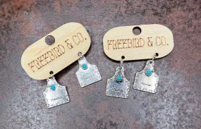 Silver Cattle Tag Earrings