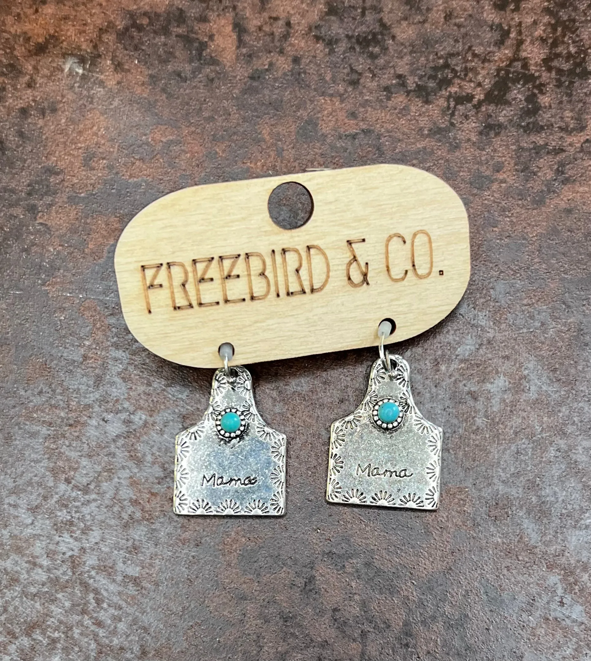 Silver Cattle Tag Earrings