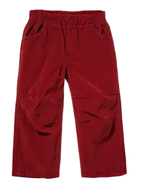 Soft Stretch Cord Pants With Knee Articulation - Contrast Stitch | Dark Red