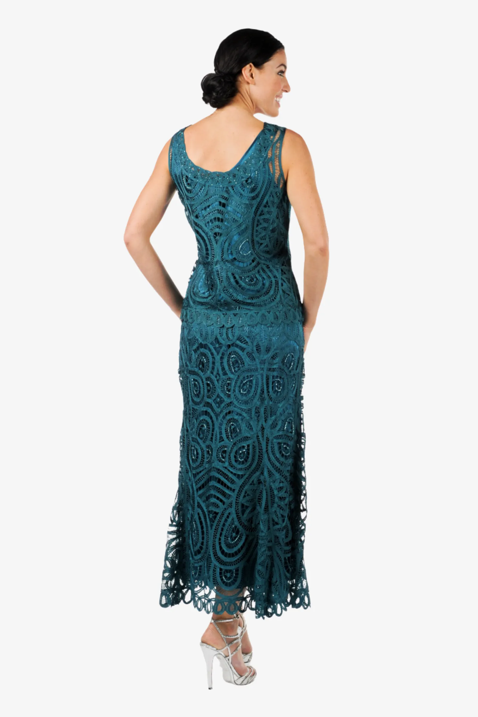 Soulmates D7051 Beaded Lace Paisley Jacket Top and Skirt Set