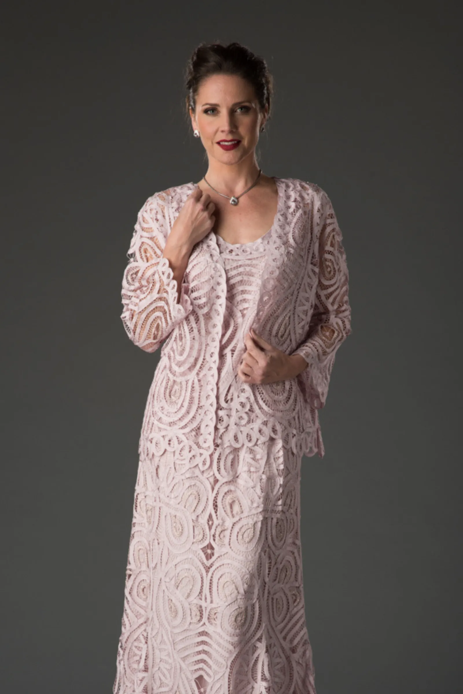 Soulmates D7051 Beaded Lace Paisley Jacket Top and Skirt Set