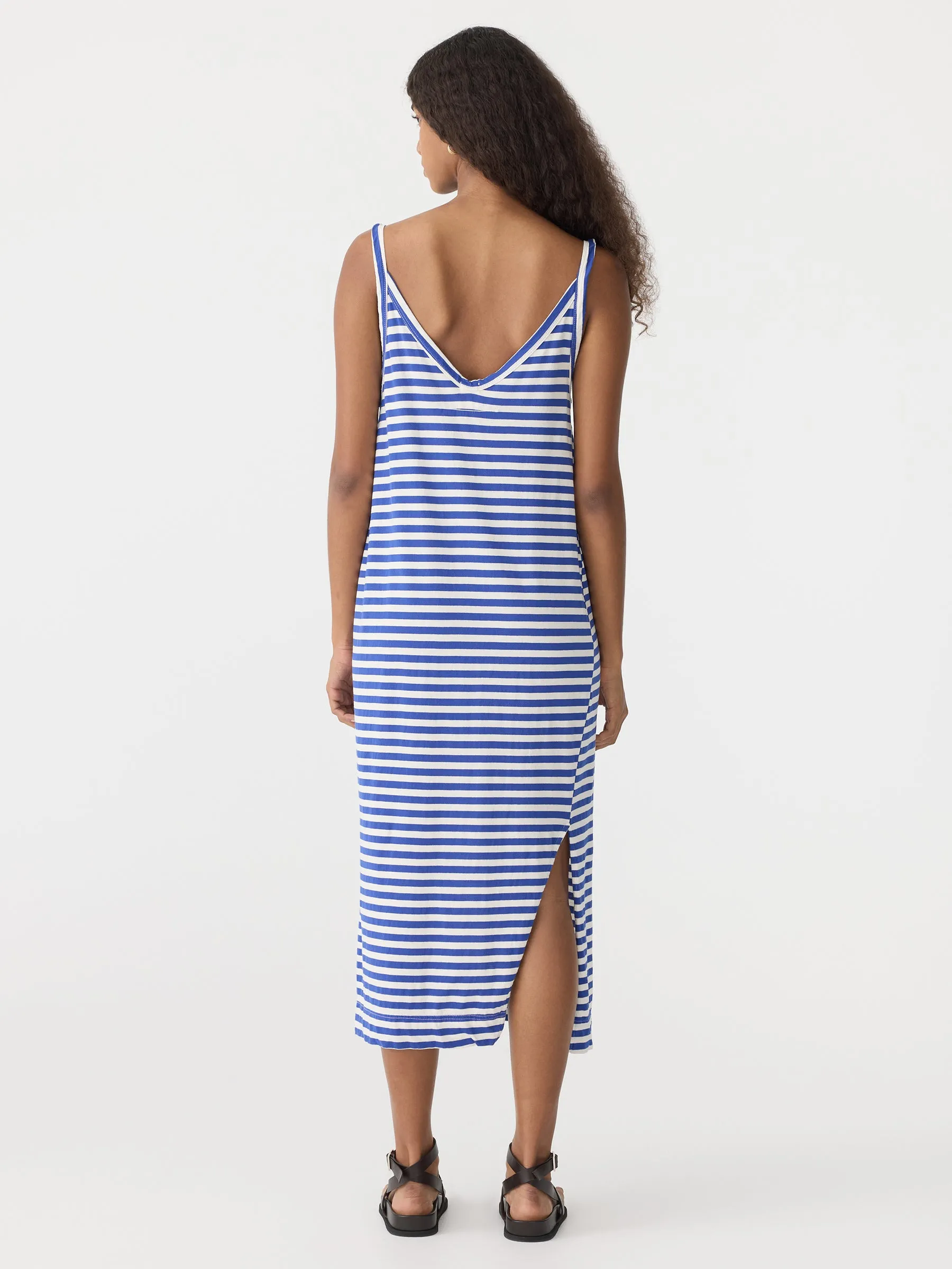 Stripe V Neck Jersey Slip Dress
