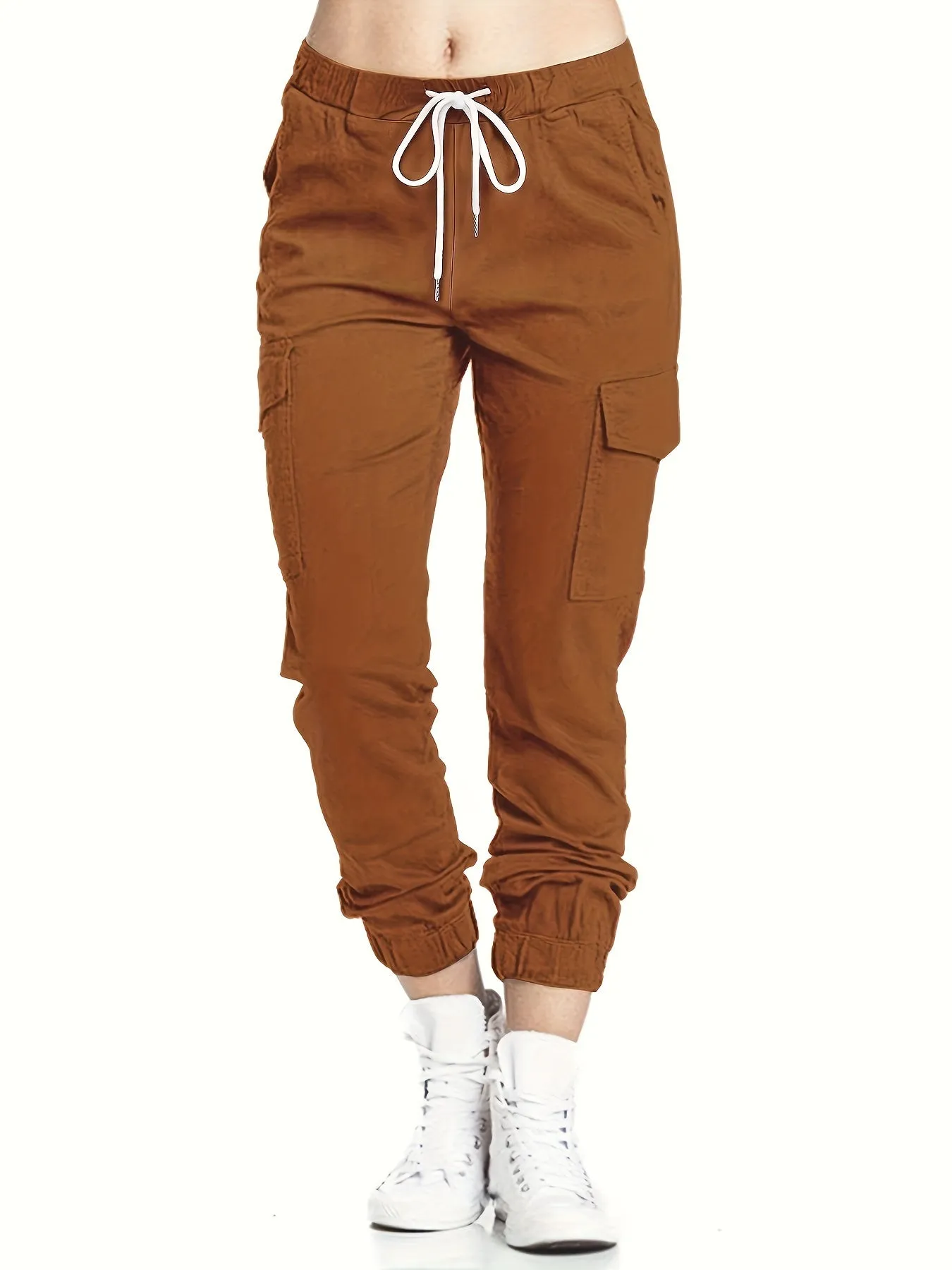 Stylish Y2K Drawstring Cargo Pants - Women's Casual Elastic Waist Long Length Pants with Multiple Pockets, Comfortable and Versatile - Perfect for Daily Wear and Outdoor Activities