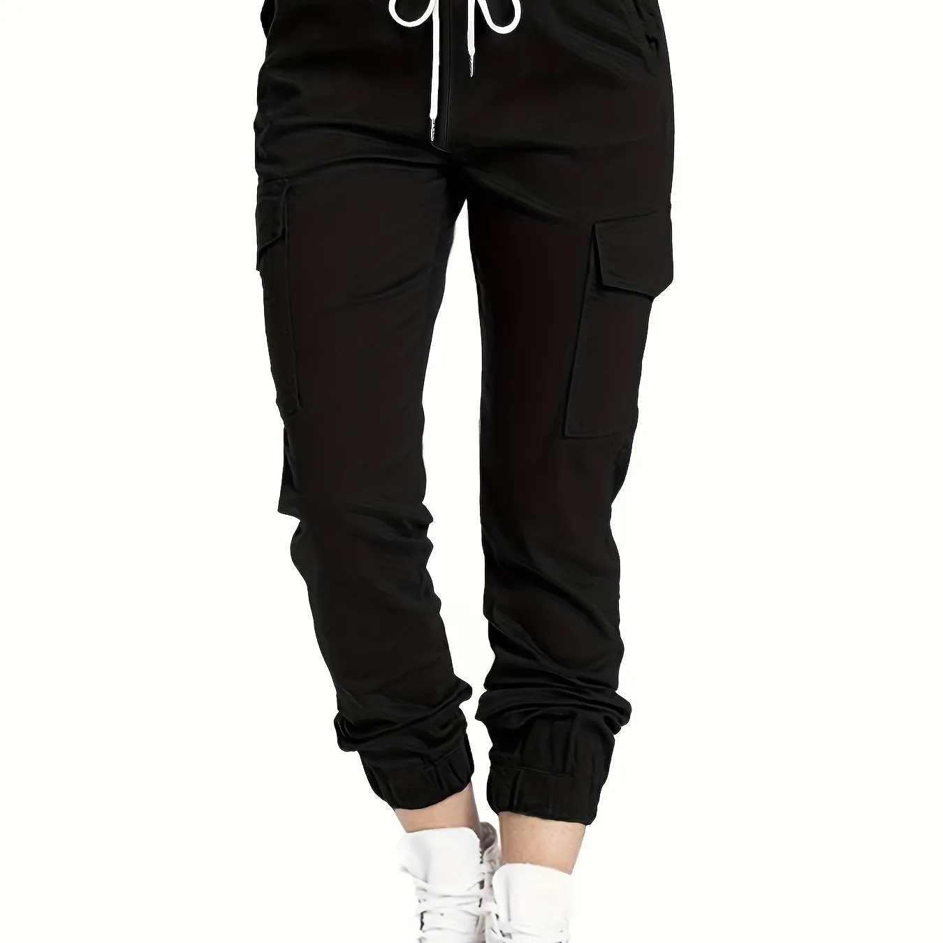 Stylish Y2K Drawstring Cargo Pants - Women's Casual Elastic Waist Long Length Pants with Multiple Pockets, Comfortable and Versatile - Perfect for Daily Wear and Outdoor Activities