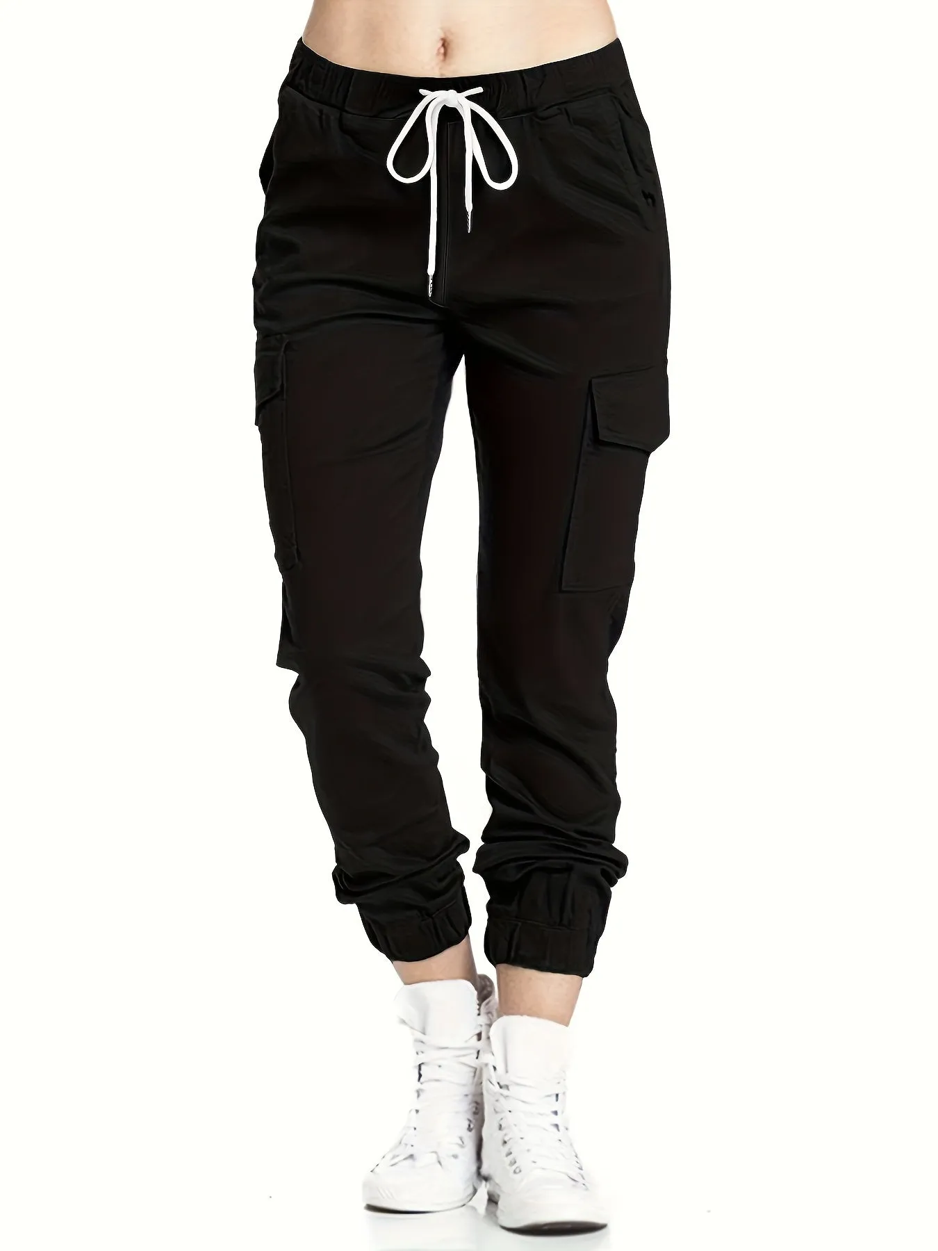 Stylish Y2K Drawstring Cargo Pants - Women's Casual Elastic Waist Long Length Pants with Multiple Pockets, Comfortable and Versatile - Perfect for Daily Wear and Outdoor Activities