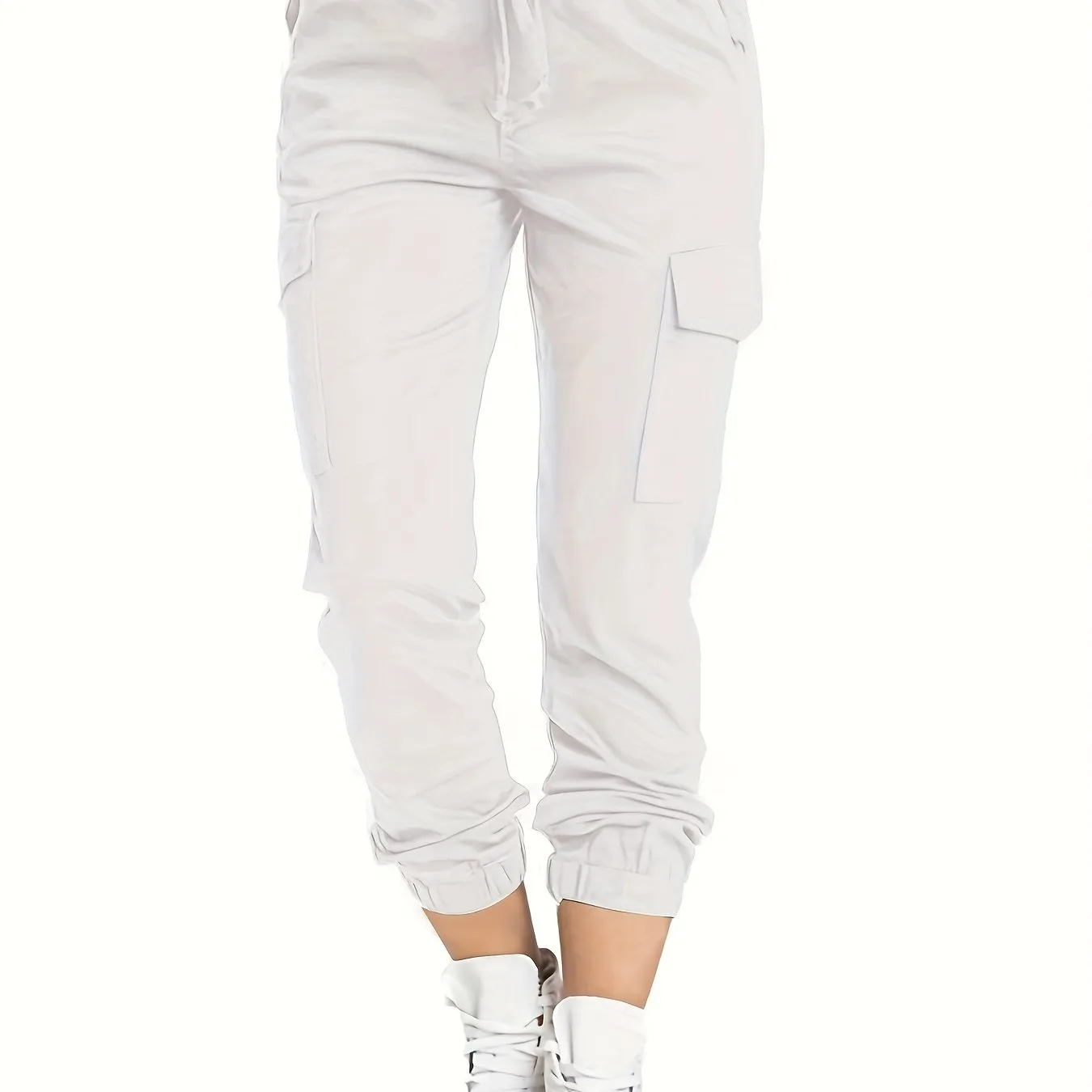 Stylish Y2K Drawstring Cargo Pants - Women's Casual Elastic Waist Long Length Pants with Multiple Pockets, Comfortable and Versatile - Perfect for Daily Wear and Outdoor Activities