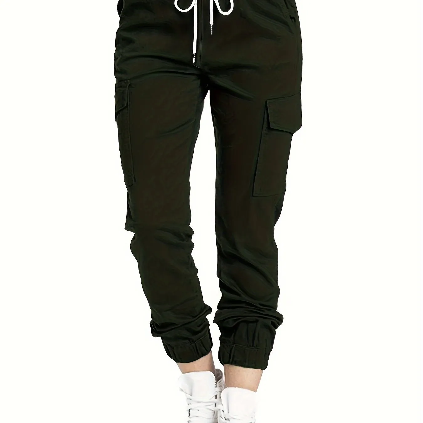 Stylish Y2K Drawstring Cargo Pants - Women's Casual Elastic Waist Long Length Pants with Multiple Pockets, Comfortable and Versatile - Perfect for Daily Wear and Outdoor Activities