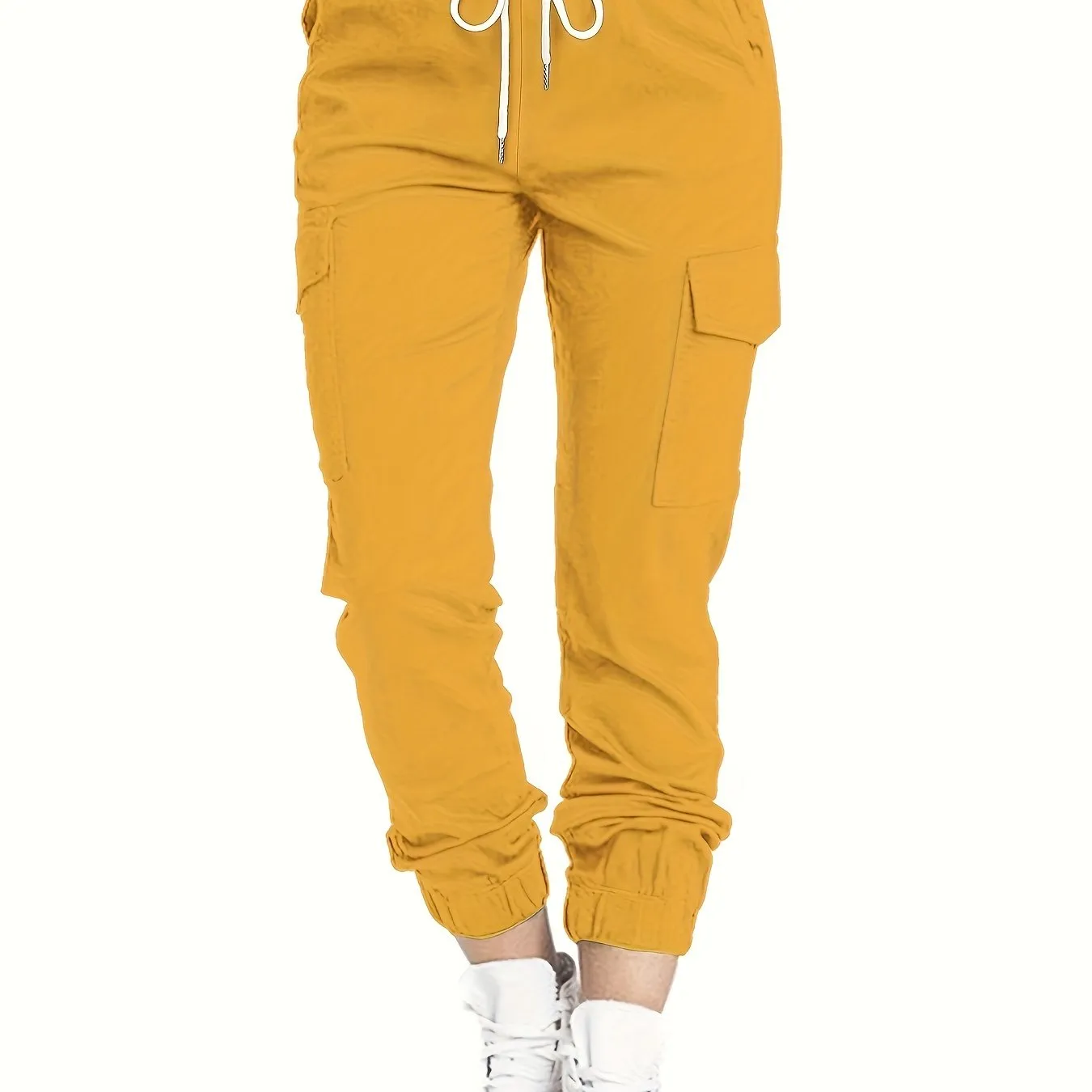 Stylish Y2K Drawstring Cargo Pants - Women's Casual Elastic Waist Long Length Pants with Multiple Pockets, Comfortable and Versatile - Perfect for Daily Wear and Outdoor Activities