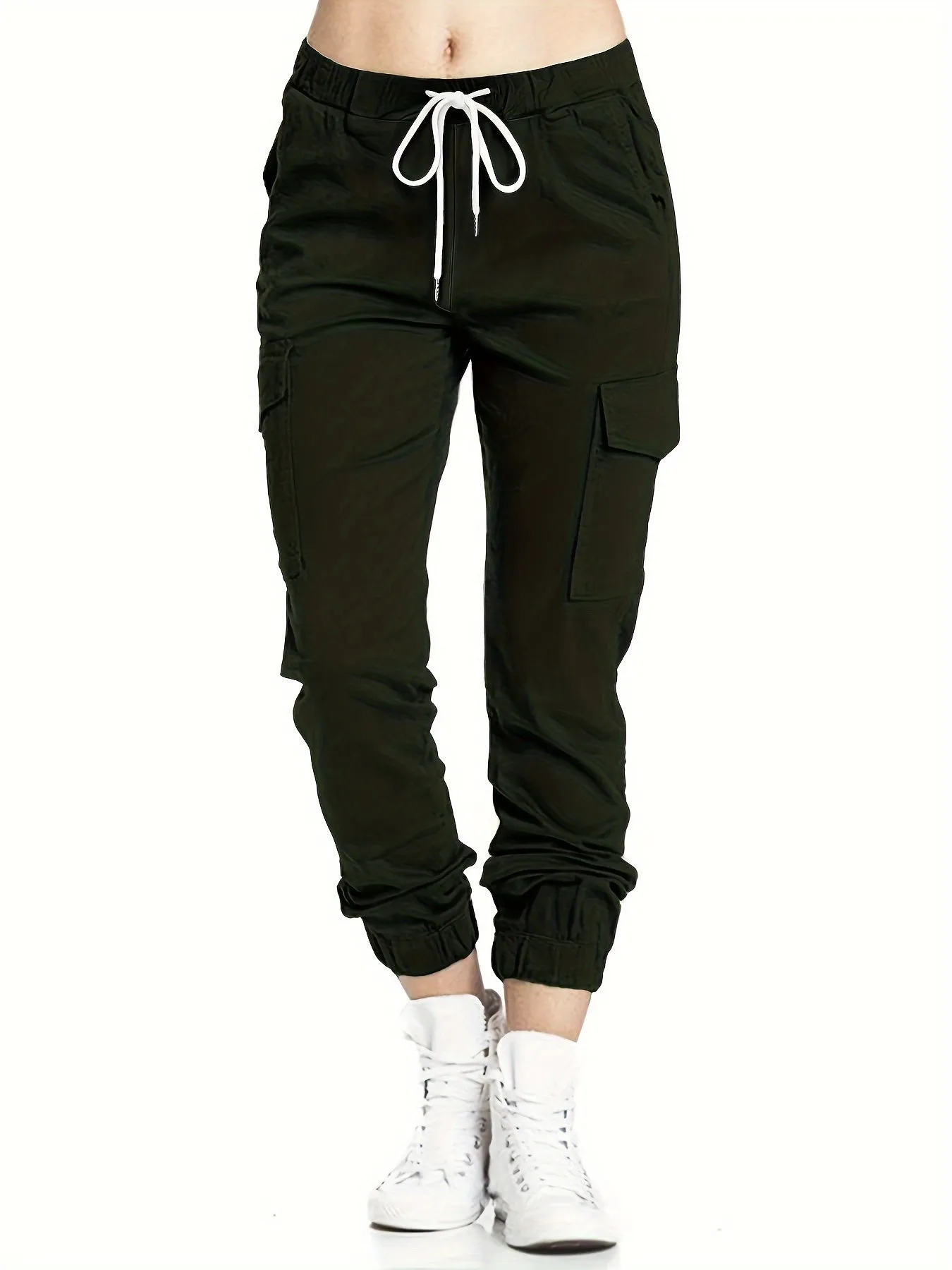 Stylish Y2K Drawstring Cargo Pants - Women's Casual Elastic Waist Long Length Pants with Multiple Pockets, Comfortable and Versatile - Perfect for Daily Wear and Outdoor Activities