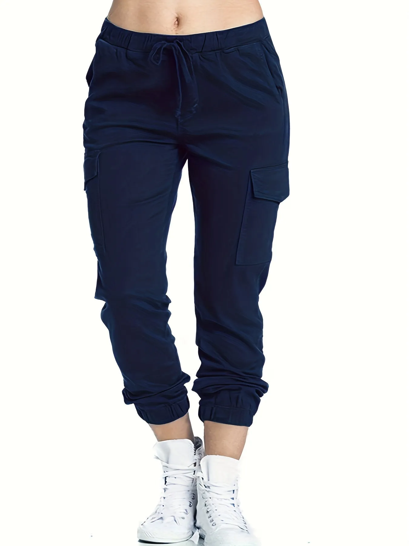 Stylish Y2K Drawstring Cargo Pants - Women's Casual Elastic Waist Long Length Pants with Multiple Pockets, Comfortable and Versatile - Perfect for Daily Wear and Outdoor Activities