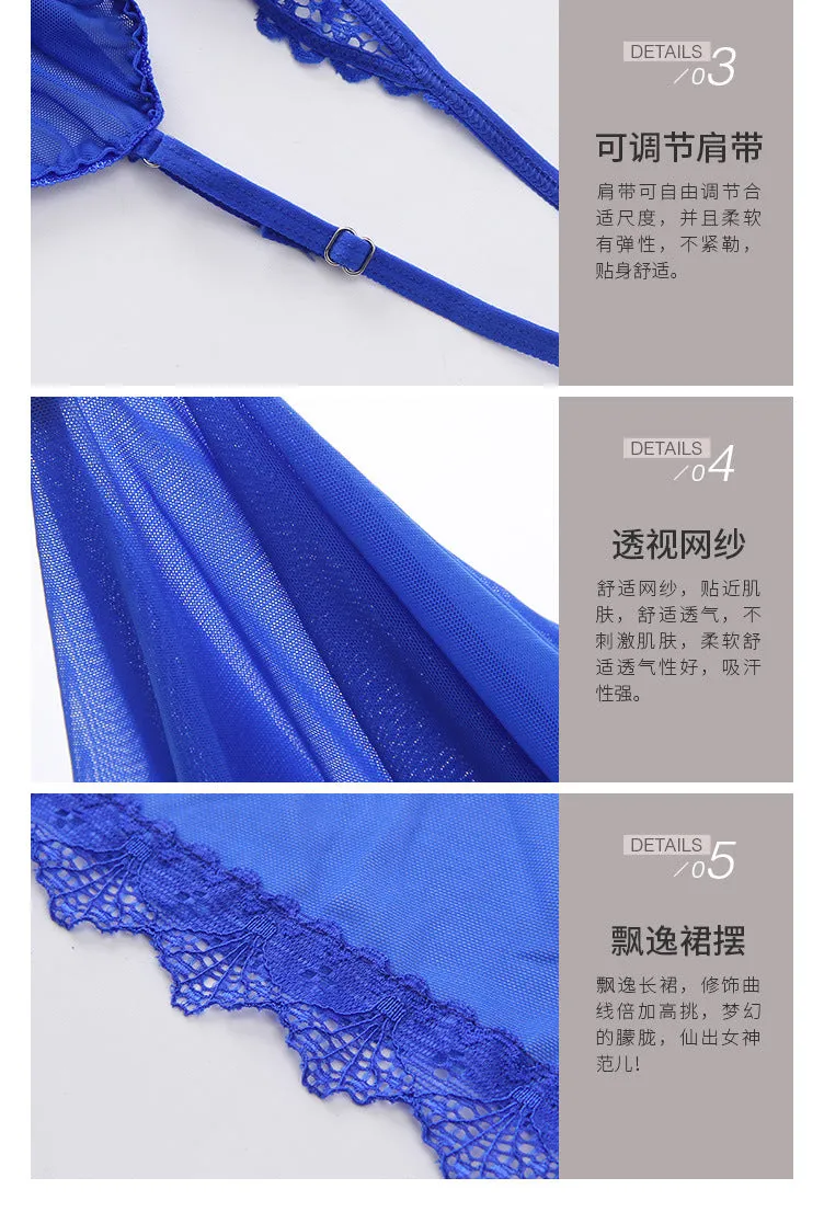 VenusFox Sexy Lingerie Sexy Temptation Suit Ladies Transparent Lace Mesh Dress Foreign Trade Sleeping Dress Lace Sexy Lingerie