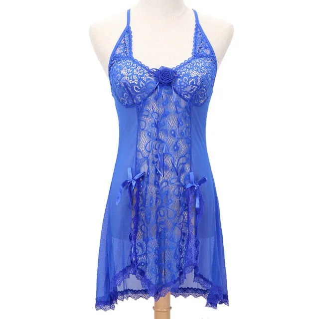 VenusFox Sexy Lingerie Sexy Temptation Suit Ladies Transparent Lace Mesh Dress Foreign Trade Sleeping Dress Lace Sexy Lingerie