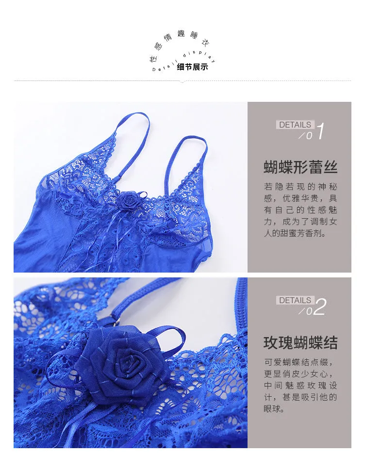 VenusFox Sexy Lingerie Sexy Temptation Suit Ladies Transparent Lace Mesh Dress Foreign Trade Sleeping Dress Lace Sexy Lingerie