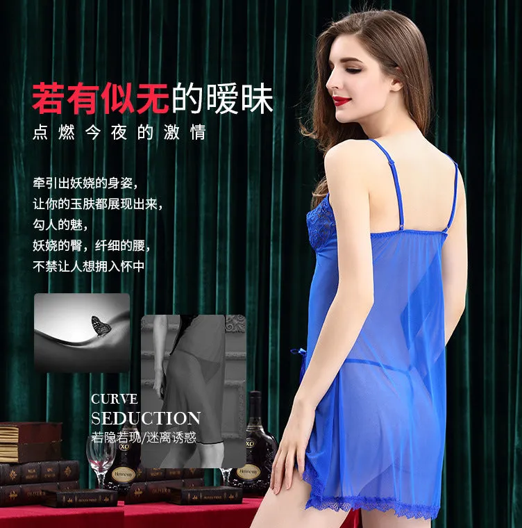 VenusFox Sexy Lingerie Sexy Temptation Suit Ladies Transparent Lace Mesh Dress Foreign Trade Sleeping Dress Lace Sexy Lingerie