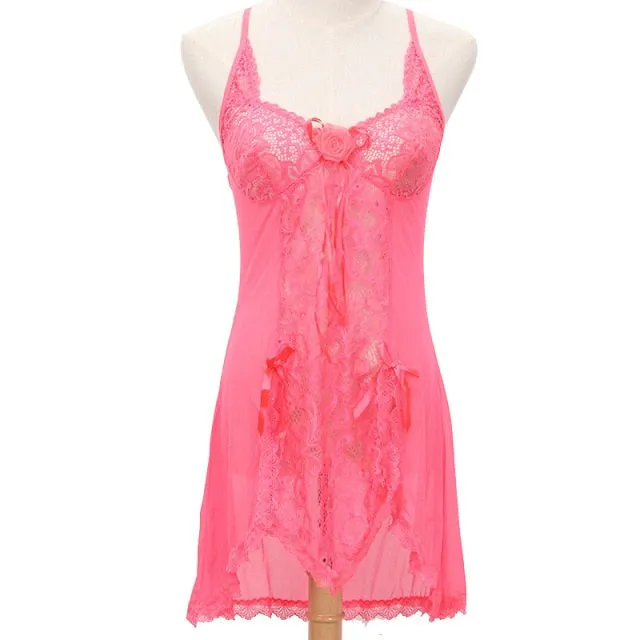 VenusFox Sexy Lingerie Sexy Temptation Suit Ladies Transparent Lace Mesh Dress Foreign Trade Sleeping Dress Lace Sexy Lingerie