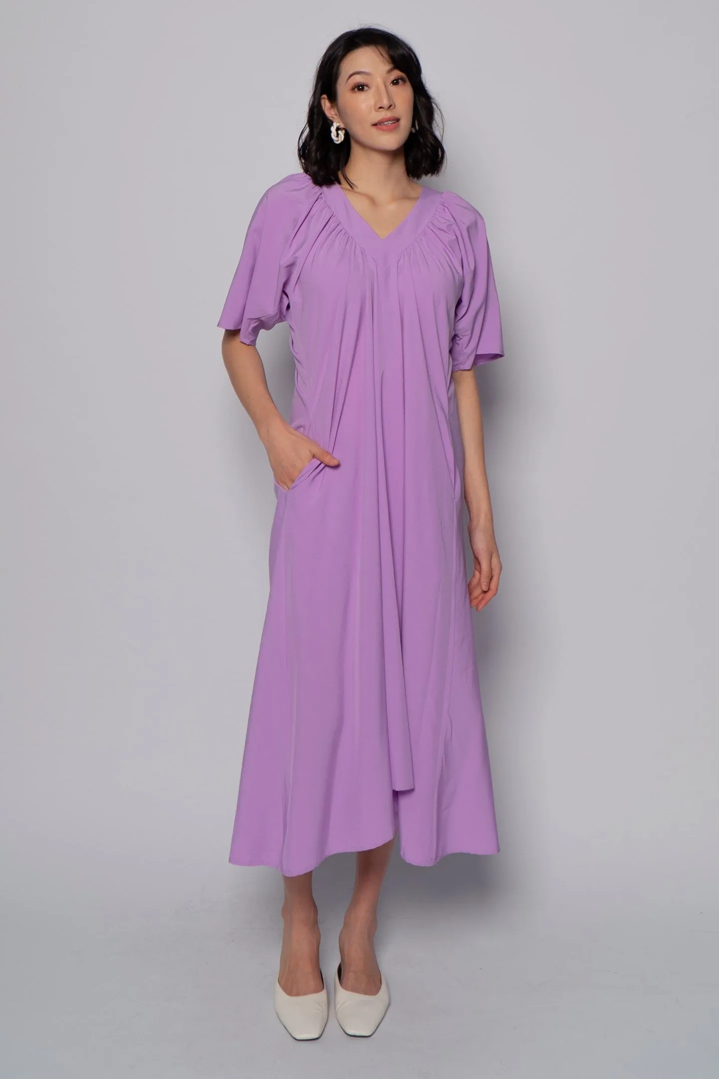 Whitney V Dress in Plain Lavender