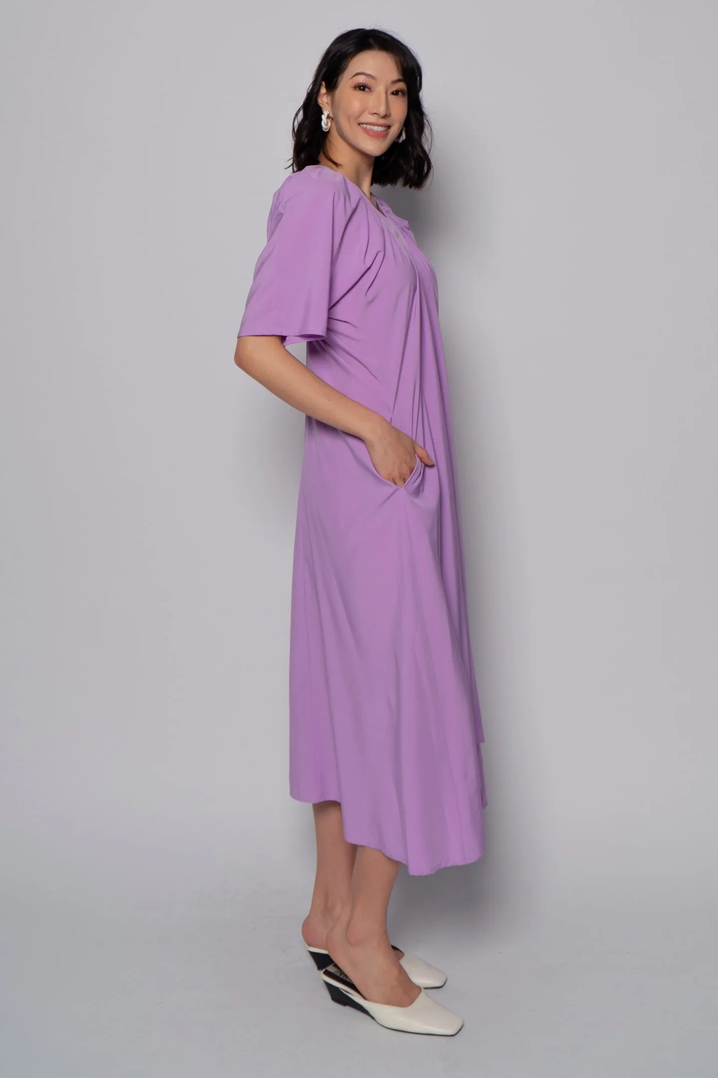 Whitney V Dress in Plain Lavender