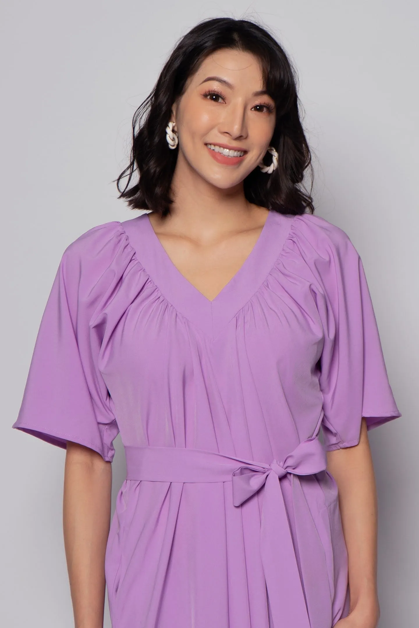 Whitney V Dress in Plain Lavender
