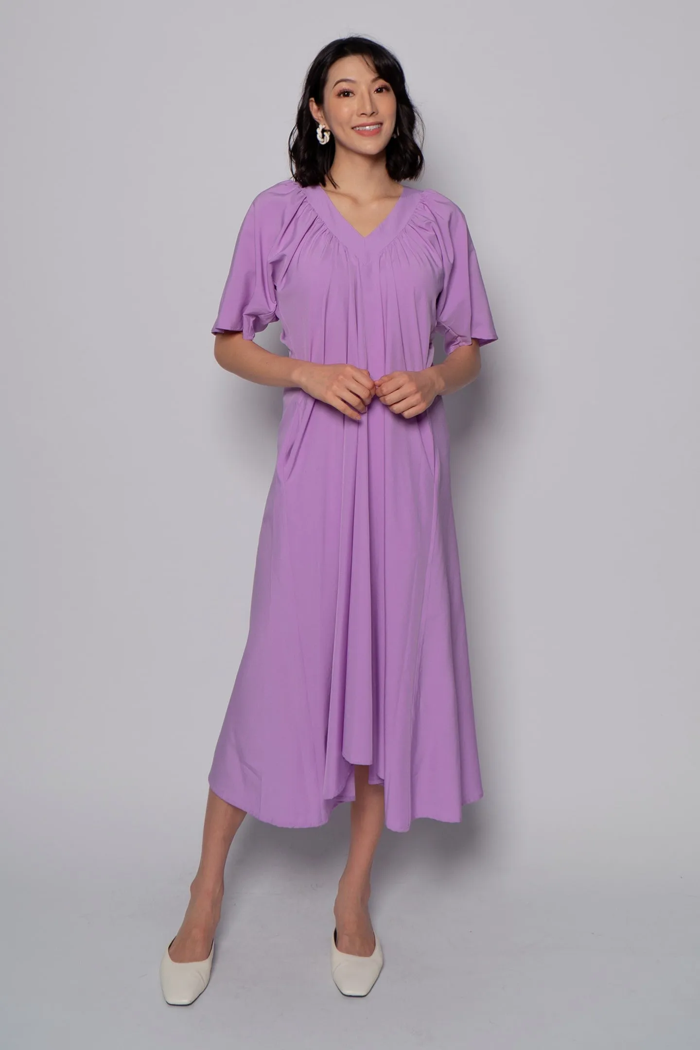 Whitney V Dress in Plain Lavender