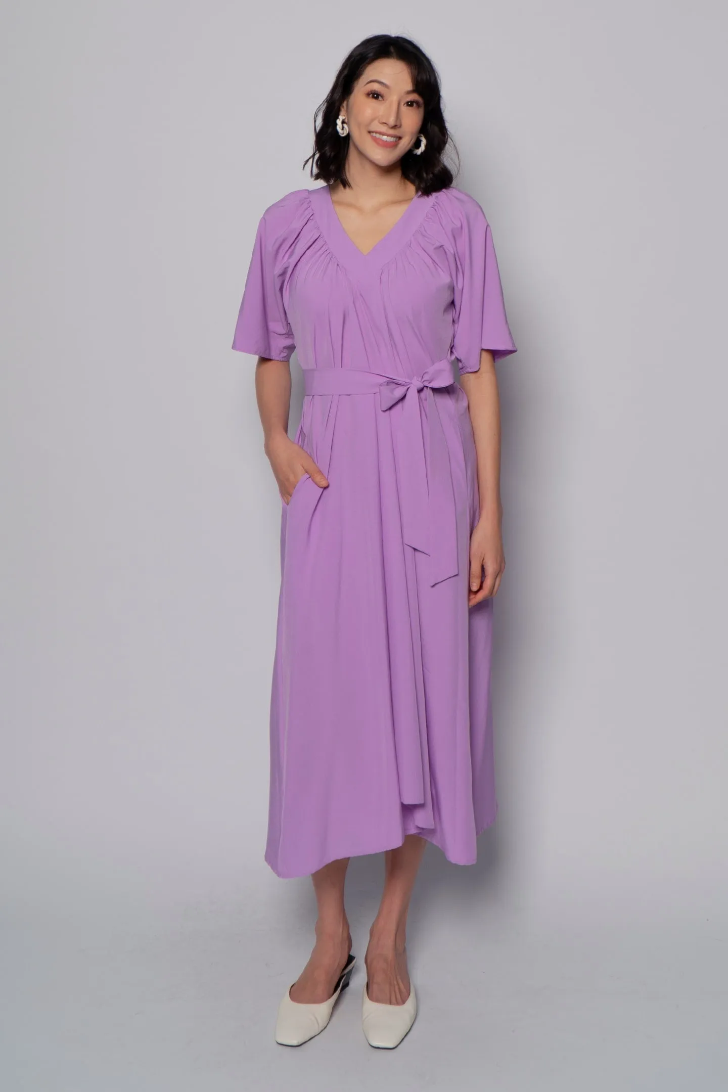 Whitney V Dress in Plain Lavender