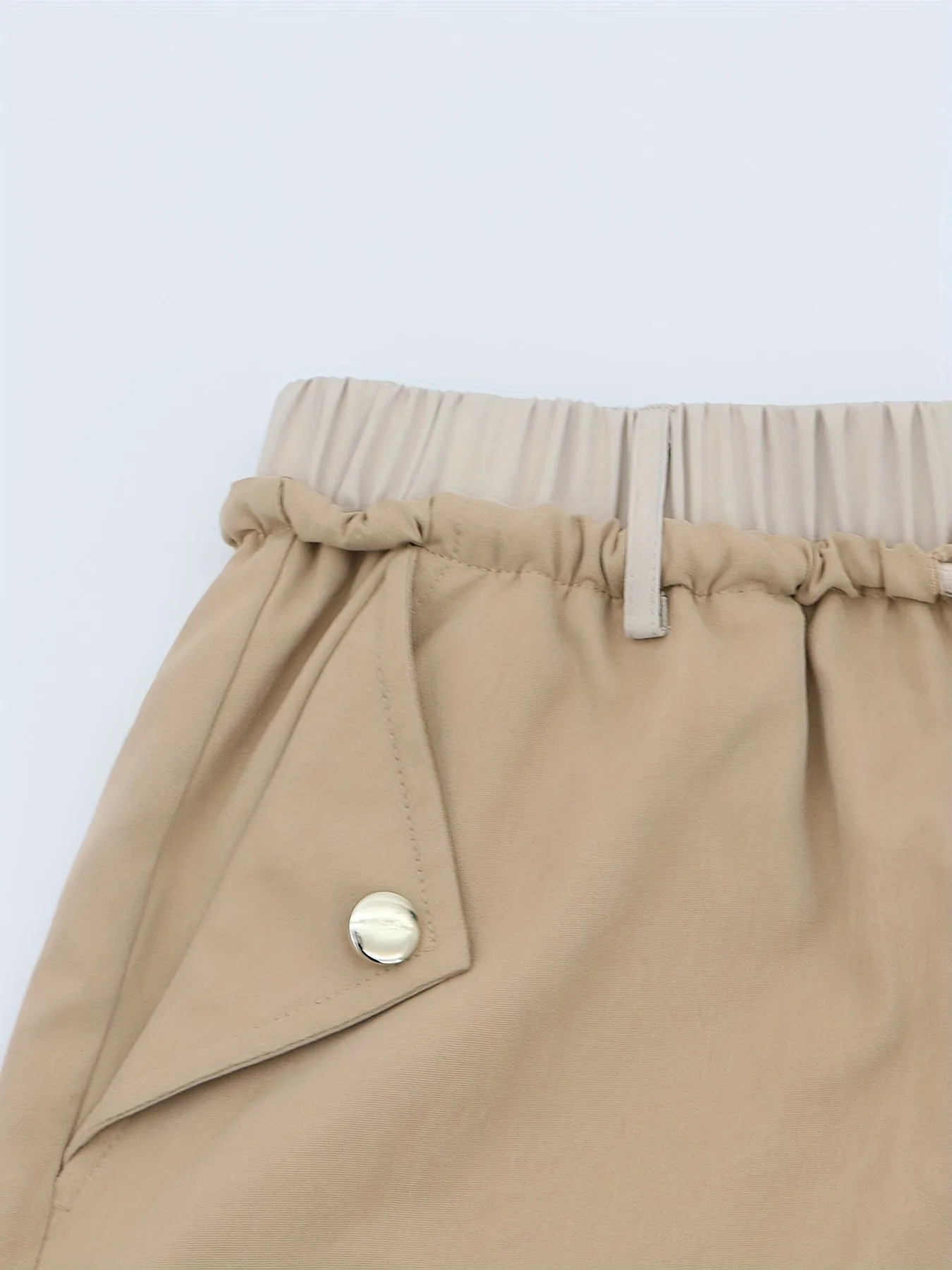Womens Trendy Split Wide Leg Cargo Pants - Flap Pockets, Drawstring Waist, Casual Style for Spring & Summer