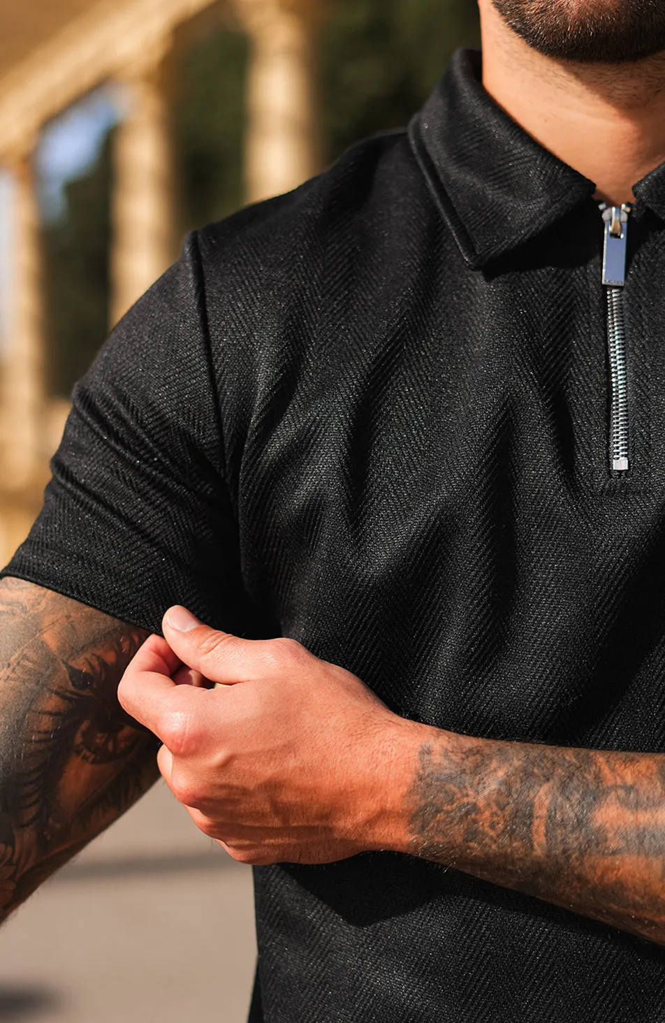 Zig Zag Premium Polo in Black