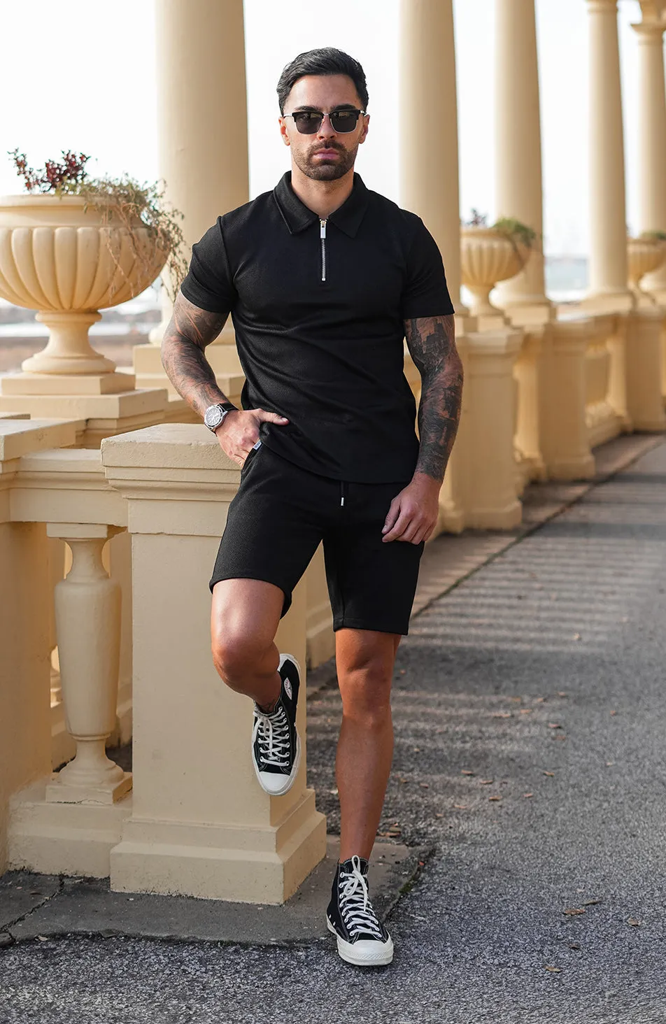 Zig Zag Premium Polo in Black